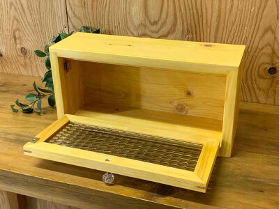 横型キャビネットチェッカーガラス40×13×20cmナチュラルパンプキンノブ背板あり木製ひのきハンドメイドオーダーメイド