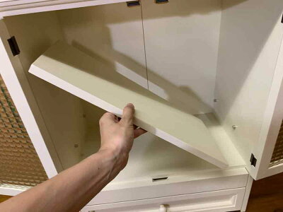 ペットのお仏壇ジャックラッセルテリアアンティークホワイト49x29x60cm木製取っ手スライド棚引出しくり抜きボード木製ひのきハンドメイドオーダーメイド