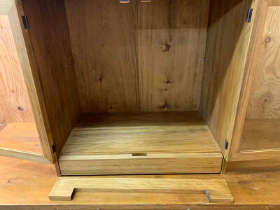 ペットのお仏壇スライド棚・可動式コの字棚つきブロンズ取手54.5x32x51.5cm木製ひのきハンドメイドオーダーメイド