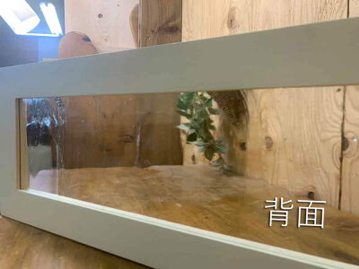 ガラスフレームアルトドイッチェガラスアンティークホワイト62.5×2×18cm片面桟入り木製ひのきハンドメイドオーダーメイド