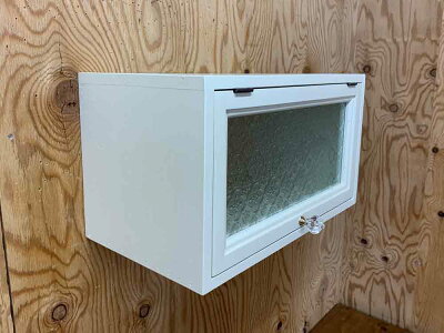 室内側郵便受け下開きアンティークホワイト36x23x20cmフローラガラスパンプキンノブ木製ひのきハンドメイドオーダーメイド