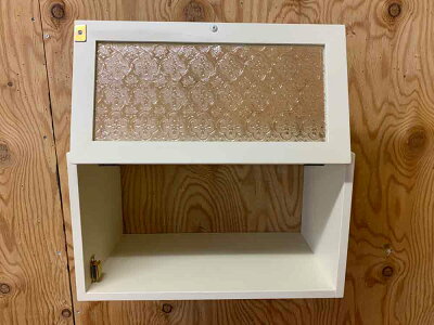室内側郵便受け下開きアンティークホワイト36x23x20cmフローラガラスパンプキンノブ木製ひのきハンドメイドオーダーメイド