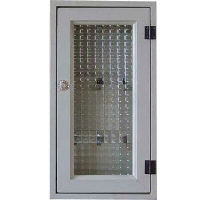 キーボックスアンティークホワイト20×7×38cmチェッカーガラスパンプキンノブ三段フックマグネットニッチ用木製ひのきハンドメイドオーダーメイド