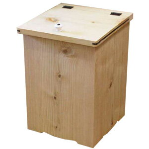ダストボックス ミニサイズ 背板なしタイプ ふた・つまみ付き 23×23×35cm ライトオーク ごみ箱 木製 ひのき ハンドメイド オーダーメイド