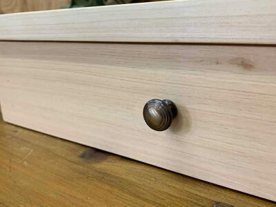 引き出し式コレクションケース透明ガラス35×27×9.5cmライトオーク真鍮つまみ木製ひのきハンドメイドオーダーメイド