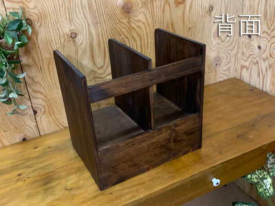 ブックスタンドフローラガラスダークブラウン35×25×34cm引き出しつき真鍮つまみ木製ひのきハンドメイドオーダーメイド