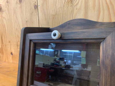 ブレッドケース透明ガラスダークブラウン25×17×23cmミニミニサイズ木製ひのきハンドメイドオーダーメイド