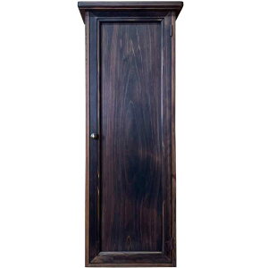 スリムキャビネット ダークブラウン 30×16.5×75cm 天板厚み2cm 真鍮つまみ 木製扉 木製 ひのき ハンドメイド オーダーメイド