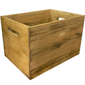 ウッドボックス カントリー 収納箱 35×25×23cm アンティークブラウン 木製 ひのき ハンドメイド オーダーメイド