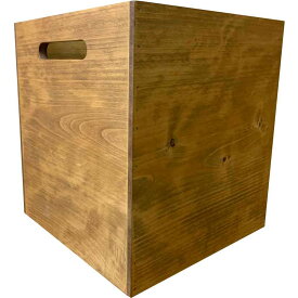 ウッドボックス 収納箱 26×26×29cm アンティークブラウン カントリーBOX 木製 ひのき ハンドメイド オーダーメイド