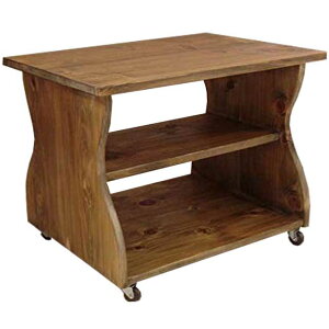 ミニテーブル 二段棚 アンティークブラウン w56d42h43cm キャスターつき オーダーメイド