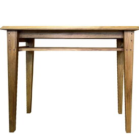 テーブル 棚板高め 前後面耳付き天板 アンティークブラウン 102×40×90cm カウンターテーブル 木製 ひのき ハンドメイド オーダーメイド