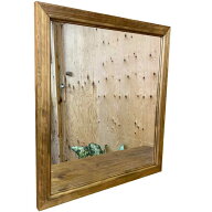 ミラー 吊り下げ金具付 アンティークブラウン 60×2×65cm 壁掛け 木製 ひのき ハンドメイド オーダーメ…