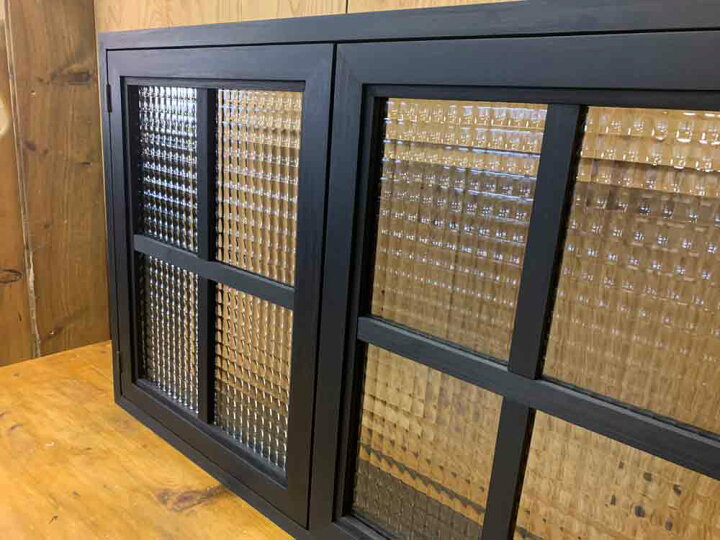 楽天市場】室内窓 チェッカーガラス ブラックステイン 80×15×50cm 