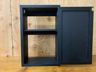 キャビネット木製扉ブラックステイン29×14×45cm背板なし選べる取っ手木製ひのきハンドメイドオーダーメイド