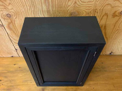 キャビネット木製扉ブラックステイン29×14×45cm背板なし選べる取っ手木製ひのきハンドメイドオーダーメイド