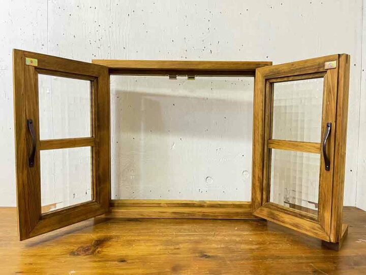 楽天市場】カフェ窓 チェッカーガラス扉 アンティークブラウン 45×6 