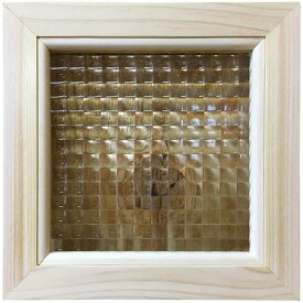 早め発送 ガラスフレームB チェッカーガラス 太枠 25×2×25cm 無塗装白木 木製 ひのき ハンドメイド