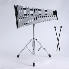 【時間限定！クーポンで7,992円】32音 鉄琴 グロッケン 音楽打楽器 グロッケンシュピール オルフ楽器 卓上鉄琴 スタンド 折りたたみスタンド ポータブル 収納ケース付き 演奏 音楽会 発表会 学芸会 高さ調節可能