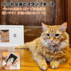 肉球スタンプ 手形スタンプ 手形足形 スタンプ 汚れない 【2個カードセット+額縁（がくび）×1】 直接接触なし 肉球スタンプ キット 繰り返し ペット 足形 手形スタンプ 犬 手形スタンプ ペット ペット メモリアル 足形 猫 成長を記録し