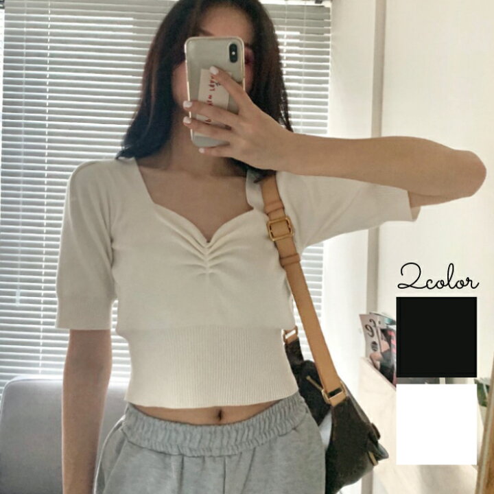 楽天市場 韓国 ファッション 春 レディース Tシャツ 半袖 トップス 半袖 レディース トップス 短め丈 可愛い トップス 韓国 レディース 春 夏 白 黒 トップス 単品ならネコポス可能 返品交換不可 エンジェルローブヴィセ ヴィセ Visee Hx004 天使のドレス屋さん