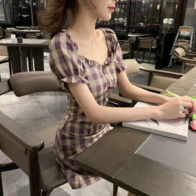 楽天市場 ワンピース 可愛い チェック柄 ワンピース パープル 紫 水色 韓国 レディース 春 夏 韓国 アイドル 衣装 ネコポス可能 返品交換不可 エンジェルローブヴィセ ヴィセ Visee In001 天使のドレス屋さん