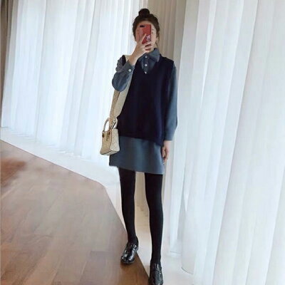楽天市場 長袖 ワンピース 可愛い シャツ ワンピース シャツワンピ ベスト付き 韓国 レディース 秋 冬 韓国 ネコポス不可 返品交換不可 エンジェルローブヴィセ ヴィセ Visee Hx017 天使のドレス屋さん