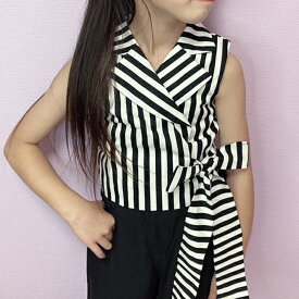 ダンス 衣装 ガールズ ダンス 衣装 キッズ 子供 こども ダンス ストライプ かっこいい 衣装 ガールズ 衣装 110cm 120cm 130cm 140cm 150cm レディース HIPHOP KPOP 衣装 ブラック ホワイト ジャケット風 ストライプトップス ブレイクビート レディースサイズは300円加算