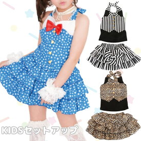 子供 ダンス 衣装 キッズ こども 子供 ガールズ 衣装 セットアップ トップススカパン チア ダンス 衣装 派手 可愛い 星 ヒョウ柄 ストライプ エンジェルパフォーマー エボリューション