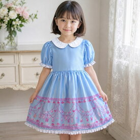 子供 キッズ アリス コスチューム 子供 プリンセス ドレス 子供服 コスプレ メイド 衣装110 ブルー 青 ハロウィン 誕生日 プレゼント エルシー アリス風ワンピース ドレス