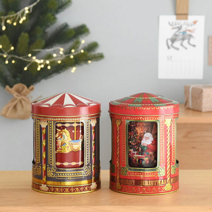 楽天市場 ブリキ缶 アンティーク調 ケース イギリス ビスケット15枚入り カルーセル オルゴール付サンタクロース メリーゴーランド プチギフト Silver Crane シルバークレーン社 アンジェ インテリア雑貨