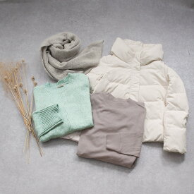 【2024 ファッション福袋】アウターも入った4点セット（ダウン ニット ワンピース ストール）【7/4服MD】