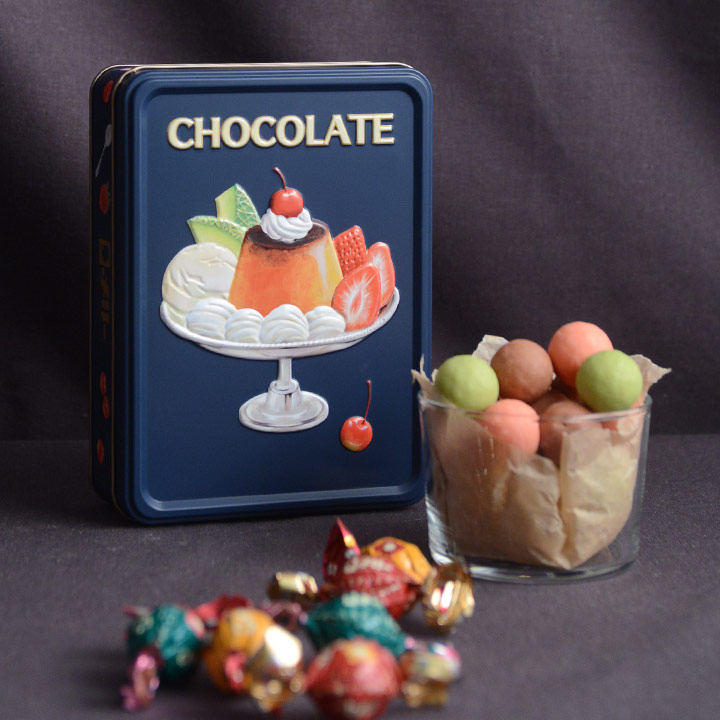 楽天市場】 はじけるキャンディチョコレート プリンアラモード缶／Mary