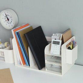 勉強道具をひとまとめに ブックスタンド 卓上 収納ボックス 組立不要／本立て 卓上 卓上ラック デスク上 ブックスタンド 倒れない 書類ホルダー デスク上収納 デスク上棚 ペン立て 大容量 多機能 勉強机 在宅ワーク 入学準備