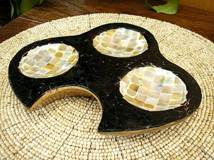 シェルの調味料トレー/コインホルダー3連 アジアン 雑貨 バリ 雑貨 タイ 雑貨 アジアン インテリア