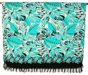 パレオ 更紗 マルチクロス ターコイズ系リーフ ホワイト おしゃれな タペストリー テーブルクロス アジアン 雑貨 バリ 雑貨 タイ 雑貨 アジアン インテリア【楽ギフ_包装】【ゆうパケット対