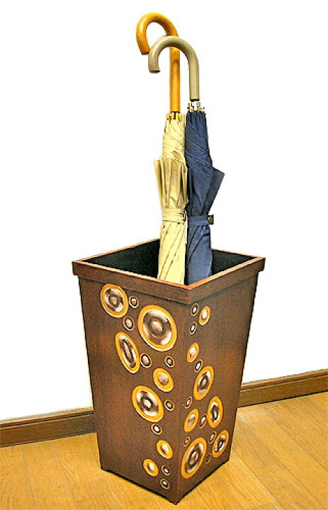 楽天市場】木彫り☆アートな傘たてインテリア収納ボックス 茶リング 