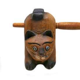 アジア 楽器 ネコ 笛 ねこ モーコック ギロ 11cm 木製 木彫り 彫刻 癒し アジアン バリ タイ 雑貨 インテリア