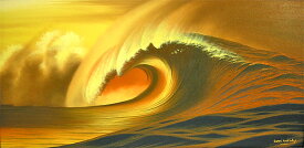 バリアート絵画LL横『Big Wave in Sunset』WindySpecial Order作品[額横約94cmx縦54cm] アジアン 雑貨 バリ 雑貨 タイ 雑貨 アジアン インテリア 送料無料