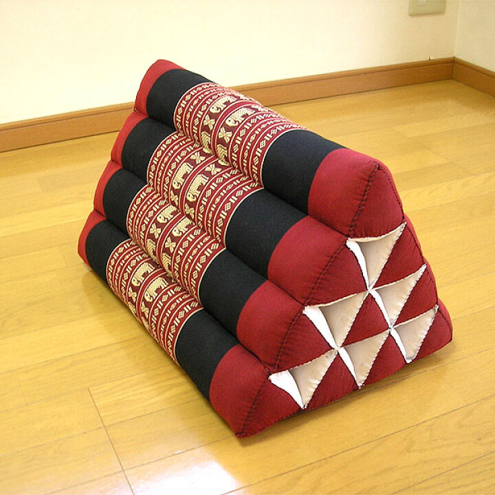 楽天市場】タイ 三角 枕 マット無し 腰掛 クッション 象 レッド 