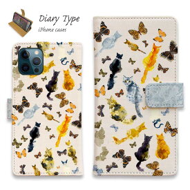 手帳型 スマホケース iPhone16e iPhone16 Pro Max 16 Plus ケース iPhone15 Pro Max iPhone15 Plus iPhone SE(第三世代) iPhone14 iPhone13 mini マグネット カード収納 スタンド iPhone12 Pro Max iPhone12 mini 猫 ネコ 用品 雑貨 猫の背中