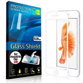 【お買い物マラソン 20%OFF】 iPhone6/6s Plus 液晶保護フィルム 保護フィルム 3D 9H ガラスシールド(白) ガラスフィルム ガラス アイフォン シックス エス プラス