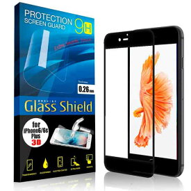 iPhone6/6s Plus 液晶保護フィルム 保護フィルム 3D 9H ガラスシールド(黒) ガラスフィルム ガラス アイフォン シックス エス プラス