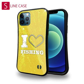 S-LINE ケース iPhoneSE(第三世代) iPhone13 mini iPhone13 Pro Max iPhone12 Pro iPhone11 Pro iPhoneXs iPhoneXR Xperia 5 III Xperia 10 III Pixel 5a AQUOS sense6 釣り 魚 ルアー I love Fishing Yellow