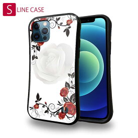 S-LINE ケース iPhoneSE(第三世代) iPhone13 mini iPhone13 Pro Max iPhone12 Pro iPhone11 Pro iPhoneXs iPhoneXR Xperia 5 III Xperia 10 III Pixel 5a AQUOS sense6 花 花柄 花束 フラワー モノトーンなバラ