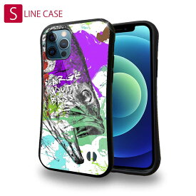 S-LINE ケース iPhoneSE(第三世代) iPhone13 mini iPhone13 Pro Max iPhone12 Pro iPhone11 Pro iPhoneXs iPhoneXR Xperia 5 III Xperia 10 III Pixel 5a AQUOS sense6 釣り 魚 ルアー ブラックバス ペンキペイント