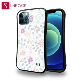 S-LINE ケース iPhoneSE(第三世代) iPhone13 mini iPhone13 Pro Max iPhone12 Pro iPhone11 Pro iPhoneXs iPhoneXR Xperia 5 III Xperia 10 III Pixel 5a AQUOS sense6 花 花柄 花束 フラワー 春花＆夏花 ピンク＆ブルー