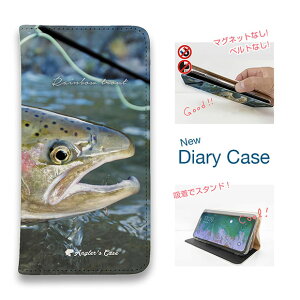 スマホケース 手帳型 ベルトなし マグネットなし iPhone17 Pro Max iPhone Air iPhone16e Pro Max 16 Plus 15 Pro Max 14 Plus Xperia 10 VII Galaxy AQUOS Pixel10 Pro XL 釣り 魚 ルアー ニジマスの目