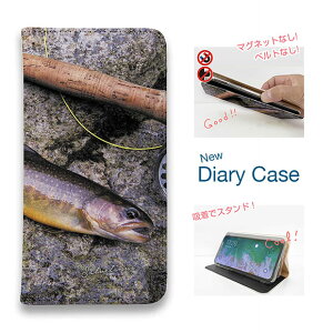 スマホケース 手帳型 ベルトなし マグネットなし iPhone17 Pro Max iPhone Air iPhone16e Pro Max 16 Plus 15 Pro Max 14 Plus Xperia 10 VII Galaxy AQUOS Pixel10 Pro XL 釣り 魚 ルアー フライフィッシングとイワナ