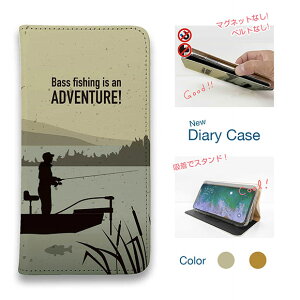 スマホケース 手帳型 ベルトなし iPhone17 Pro Max iPhone Air iPhone16e Pro Max 16 Plus 15 Pro Max 14 Plus Xperia 10 VII Galaxy AQUOS Pixel10 Pro XL 釣り 魚 ルアー FISH MAN BassFishing is an ADVENTURE!
